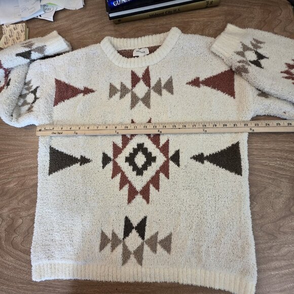Heyson Sweater Womens Large Cream Aztec Pattern Pullover Soft Cozy Boho Knit - Picture 14 of 16